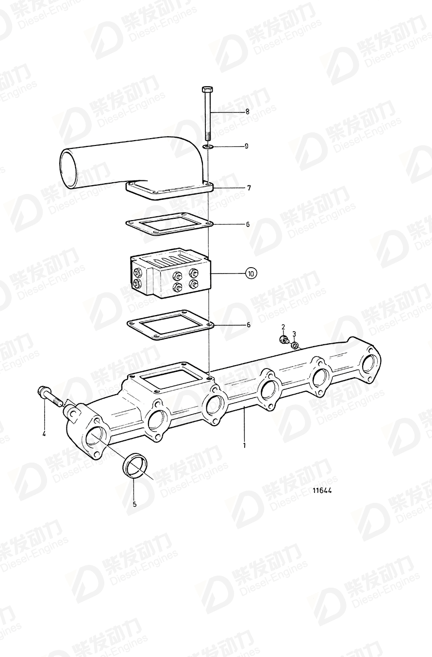 volvo penta Inlet manifold 1543909 Drawing volvo penta Inlet manifold 1543909 Drawing